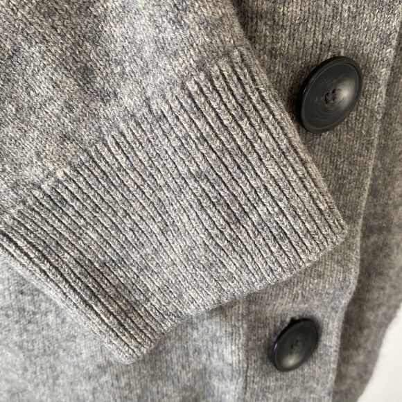 Sezane Elegant Gray Yak Wool Cardigan sz M Quiet Luxury Minimalist Casual Chic - Picture 7 of 13